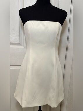 Peppermayo Strapless Cream Mini Dress